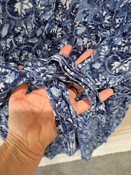 Lauren Ralph Lauren Linen Floral Shirtdress Tie Waist Blue Plus Size 14 Women's - Picture 3 of 12